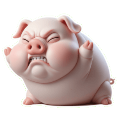 염세적인 핑크 돼지는 마음이 지쳤어요