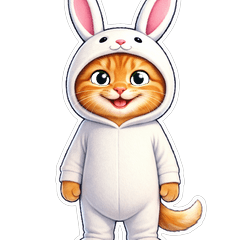 Cat in a rabbit costume
