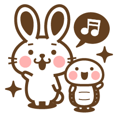 Rabbit & Turtle Sticker monochrome ver