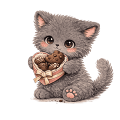 แมวดำแสนน่ารักในวันวาเลนไทน์