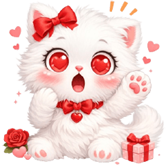 Cat red bow Valentine's Day (No Text)