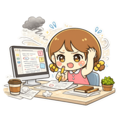 Pia loves working. (No words)