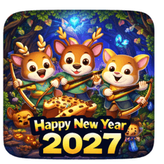Happy New Year 2027 Cute Animal Friend