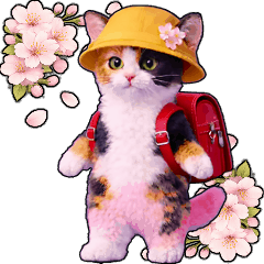 動く★春を感じる三毛猫★