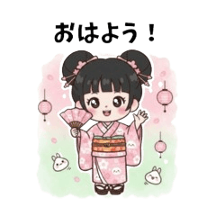 little kimono girl daily stickers