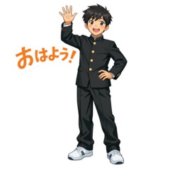 Cute stamp of a boy in a school uniform