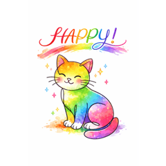 Rainbow One-Line Cats Stickers