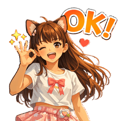 Everyday Cute Cat-Eared Girl Stickers
