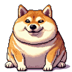 Pixel art 40 appreciation fat shiba dog