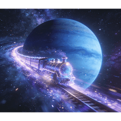 Fantasy Space Train Journey.