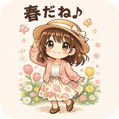 Cute Spring Girl Everyday Stickers