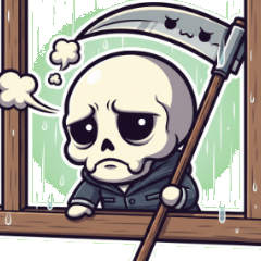 呆萌骷髏頭嚇到吃手手