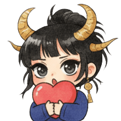 Cute little cow horn girl stickers