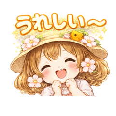 Sakura Hat Cute Greeting Stickers