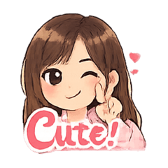 Line pink shirt cute girl