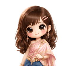 Nadia:Wearing a sash with jeans(No text)