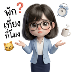 สาวแว่นชุดออฟฟิศสีฟ้าอ่อน (BGZ)