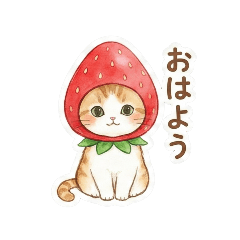 A cute kitten with seasonal fruits