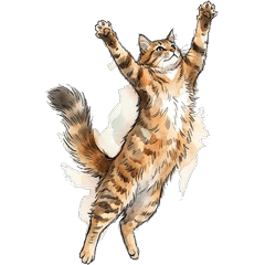 躍動貓咪：動態水彩貼圖