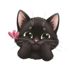 かわいい黒猫の顔で気持ちを伝えるスタンプ