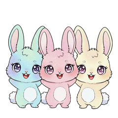 สติกเกอร์กระต่ายพาสเทล 1