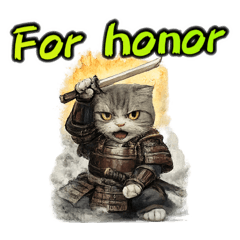 Samurai Cat Cute Warrior Stickers