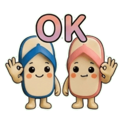 ok blue and white couple flip-flops