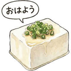 水彩擬真豆腐【日常問候・療癒美食】