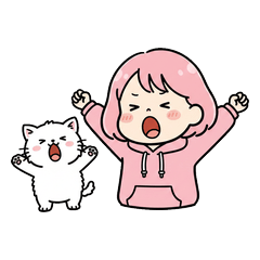 Girl and Cat Daily Life