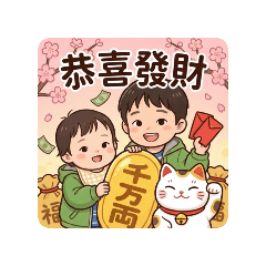 希希辰辰新年貼圖