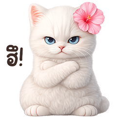❤️แมวขาว ดอกไม้ชมพู!!❤️