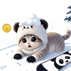 cute cat panda cap winter popup