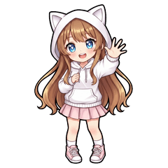 Cat Hoodie Girl Daily Stickers