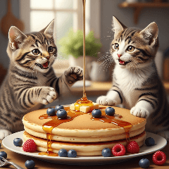 [アレンジ用]パンケーキとニャンコ