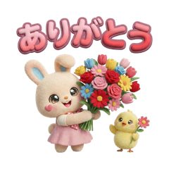 3D Rabbit & Chick Daily Stickers