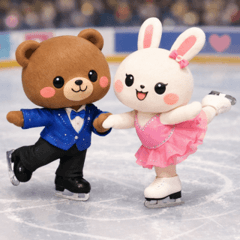 Cute Skating Bear & Bunny Stickers