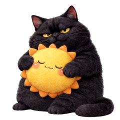 Chubby black cat tuatung (No text)!