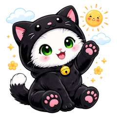 White Cat in Black Cat Costume