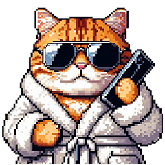 バスローブな太っちょボス茶トラ