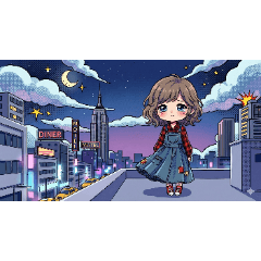 girl with long hair wearing a long skirt