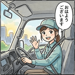 配送員：專業物流日常與問候貼圖