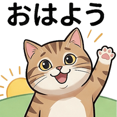 Brown and white cat  greeting