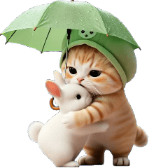 動く!可愛いメロン帽 猫とうさぎ 敬語