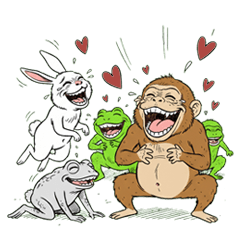 和風彩色動物英語貼圖