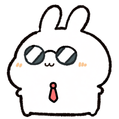 The white rabbit is working hard.