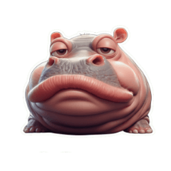 厚い唇のカバがびっくり