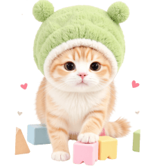 Green Hat Cat Big Sticker
