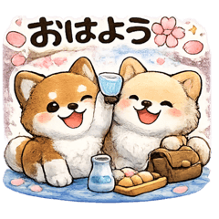 Cherry Blossom DogHanami Spring Stickers