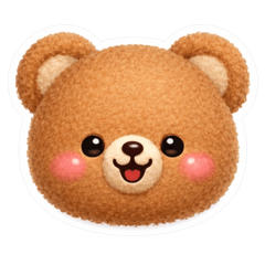 Fluffy Brown Bear: 3D Puffy Stickers