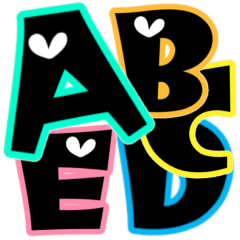 カクカク黒レトロポップ♡アルファベット数